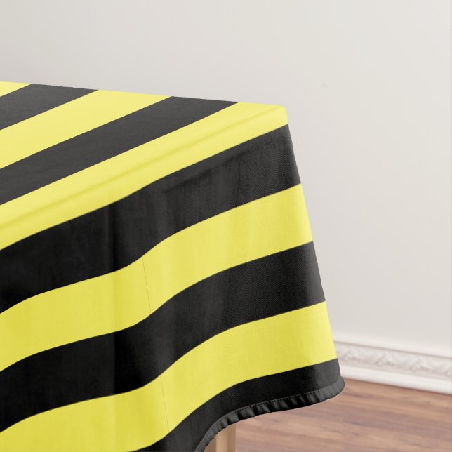 Modern Classic Black and Yellow Striped  Tablecloth (In Situ)