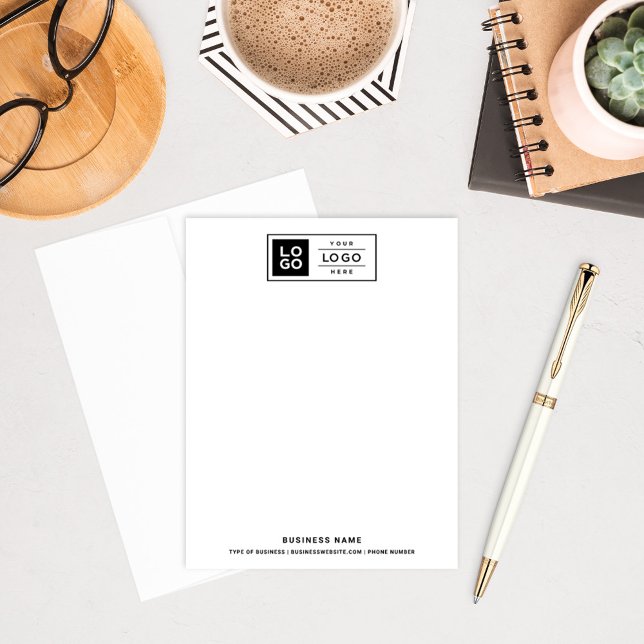 Modern Classic Black Custom Business Logo Note Card (Creator Uploaded)