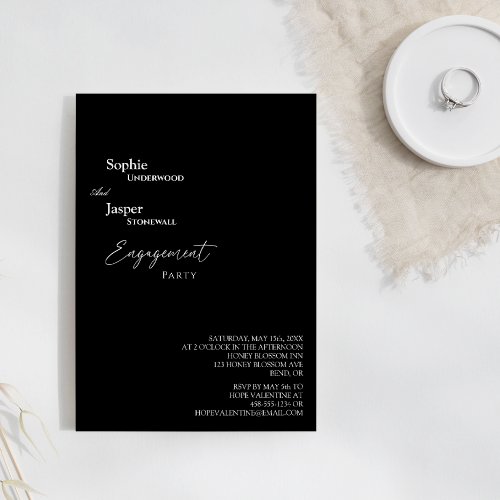 Modern Classic Black Engagement Party Invitation