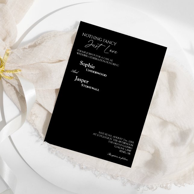 Modern Classic Black Nothing Fancy Wedding Invitation (Creator Uploaded)