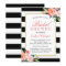 Modern Classic Black Stripes Floral Bridal Shower