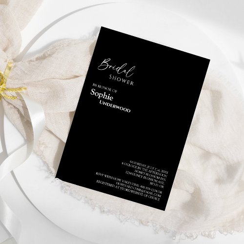 Modern Classic Black Wedding Bridal Shower Invitation