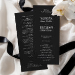 Modern Classic Black Wedding Ceremony Program<br><div class="desc">The deep black background and crisp white typography exude sophistication, making it perfect for formal, fine-art, or contemporary weddings. Personalize the names, date, and ceremony details to make this program uniquely yours. Designed to coordinate with the SABRINA Wedding Invitation Collection, this piece completes your elegant stationery suite with understated luxury....</div>