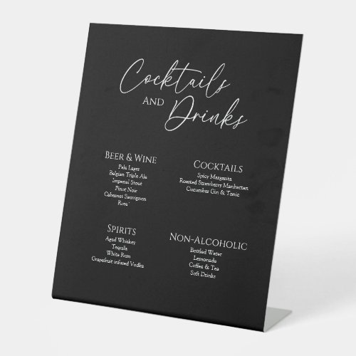 Modern Classic Black Wedding Drinks Bar Sign
