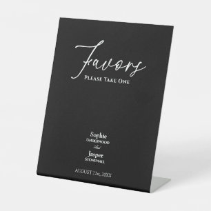 Modern Classic Black Wedding Favors Pedestal Sign