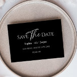 Modern Classic Black Wedding Flat Save The Date<br><div class="desc">This modern classic black wedding flat save the date is perfect for your elegant modern wedding. This design features white simple calligraphy off set on a dark black background to match your classic traditional wedding or minimalist boho wedding in the spring, summer, fall, or winter. Please feel free to reach...</div>