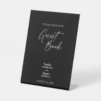 Modern Classic Black Wedding Guest Book Sign