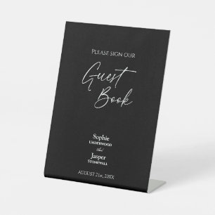 Modern Classic Black Wedding Guest Book Sign