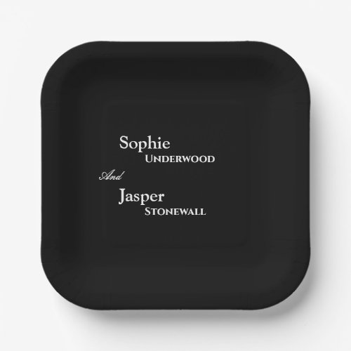 Modern Classic Black Wedding Paper Plates