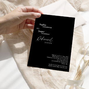 Modern Classic Black Wedding Rehearsal Dinner Invitation