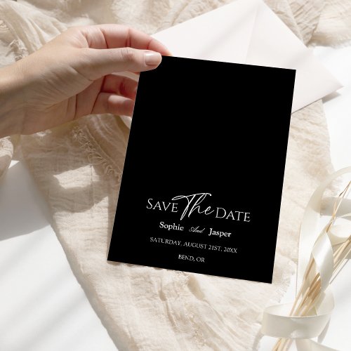 Modern Classic Black Wedding Save The Date Card