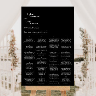 Modern Classic Black Wedding Seating Chart Sign