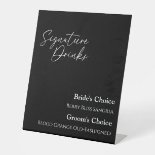 Modern Classic Black Wedding Signature Drinks Sign