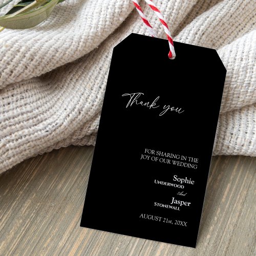 Modern Classic Black Wedding Thank You Gift Tag