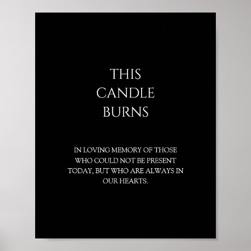 Modern Classic Black Wedding This Candle Burns Poster