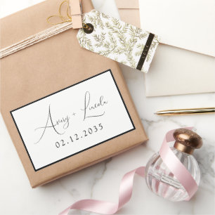 Modern Classic Black & White Border Script Wedding Rectangular Sticker