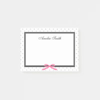 Modern Classic Black White Polka Dot Pink Ribbon Post-it Notes