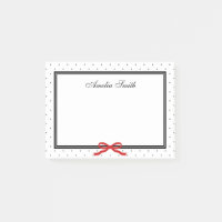 Modern Classic Black White Polka Dot Red Ribbon Post-it Notes