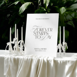Modern Classic Black & White Wedding Welcome Sign