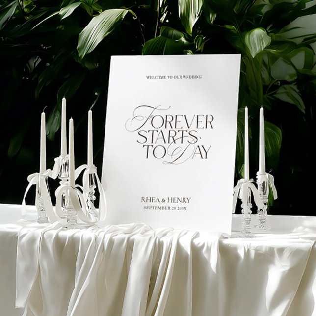 Modern Classic Black & White Wedding Welcome Sign  (Modern Classic Black & White Wedding Welcome Sign)