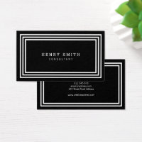 Modern Classic Black with White Borders Business Card