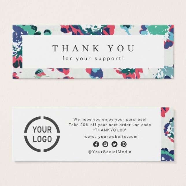 Modern classic blue abstract floral business (Front & Back)