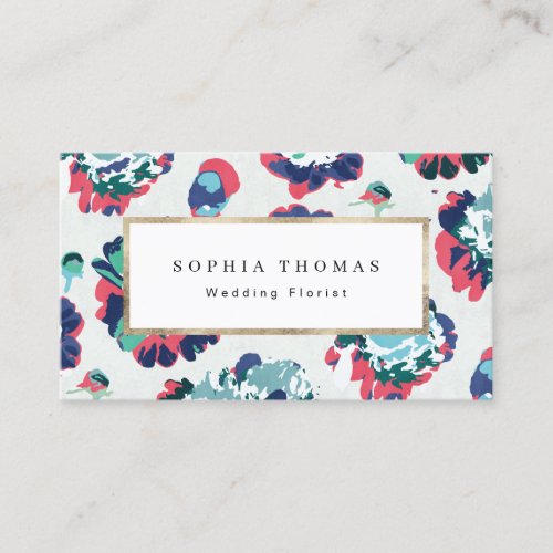 Modern classic blue abstract floral professional b business card