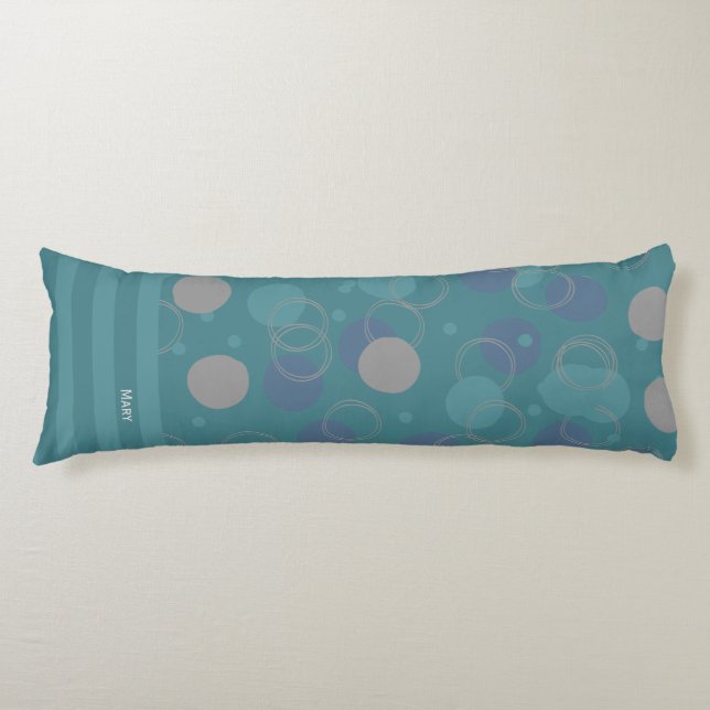 Modern Classic Blue Circles Pattern First Name Body Pillow (Front)
