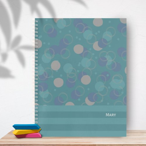 Modern Classic Blue Circles Pattern First Name Notebook