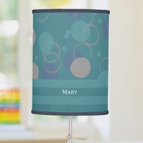Modern Classic Blue Circles Pattern First Name Table Lamp