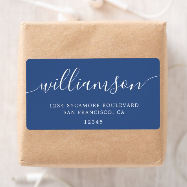 Modern Classic Blue Family Return Address Label (Insitu)