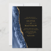 Modern Classic Blue Gold Agate Wedding Invitation | Zazzle