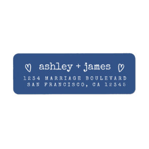 Modern Classic Blue Wedding Return Address Label