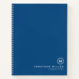 Modern Classic Blue White Monogram Notebook