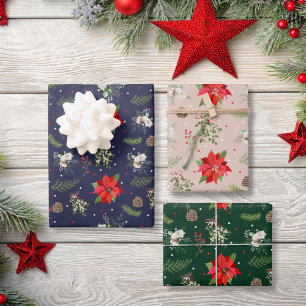 Modern Classic Botanical Greenery Berry Christmas Wrapping Paper Sheets