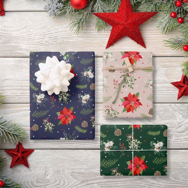Modern Classic Botanical Greenery Berry Christmas Wrapping Paper Sheets (Creator Uploaded)