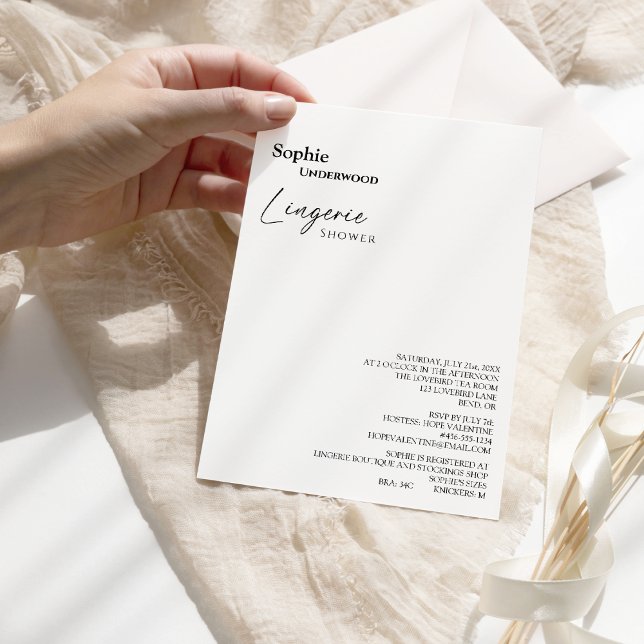 Modern Classic Bridal Lingerie Shower Invitation (Creator Uploaded)
