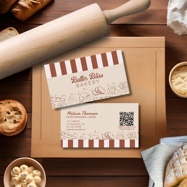 Modern Classic Brown Beige Bakery Shop  Business Card (Creator Uploaded)