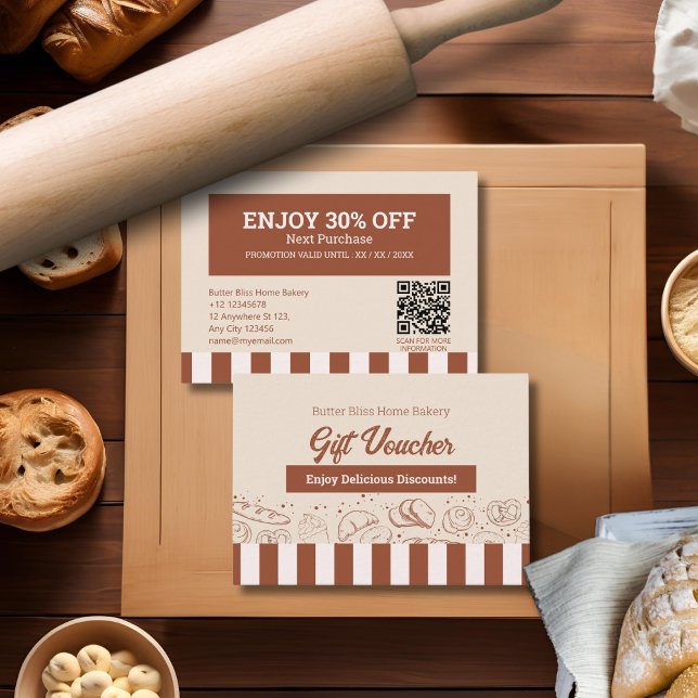 Modern Classic Brown Beige Bakery Shop  Discount Card (Creator Uploaded)