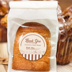 Modern Classic Brown Beige Bakery Shop Round Sticker