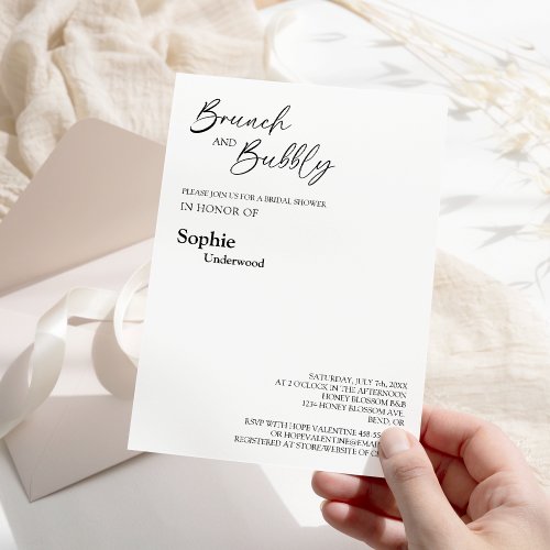 Modern Classic Brunch And Bubbly Bridal Shower Invitation
