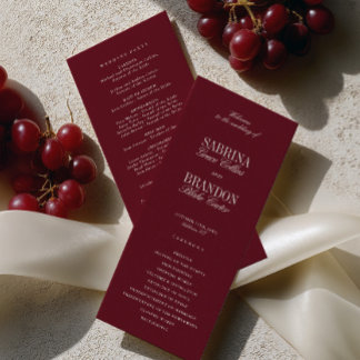 Modern Classic Burgundy Wedding Ceremony Program