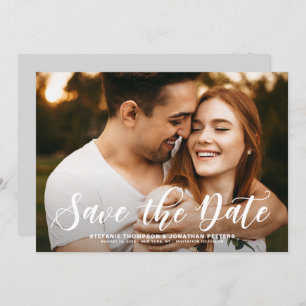 Modern Classic Calligraphy Overlay Photo Save The Date