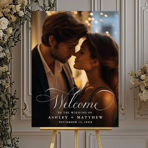 Modern Classic Calligraphy Wedding Welcome Photo Poster
