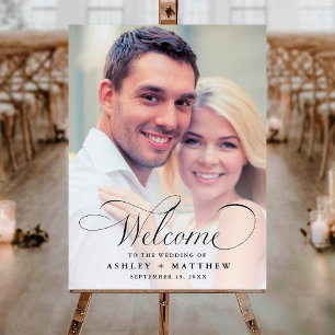 Modern Classic Calligraphy Wedding Welcome Photo Poster