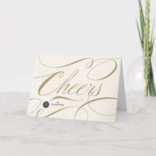 Modern Classic Cheers Calligraphy Elegant Business Holiday Card