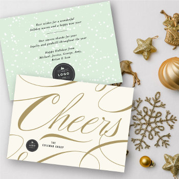 Modern Classic Cheers Calligraphy Elegant Business Holiday Card by fat_fa_tin at Zazzle