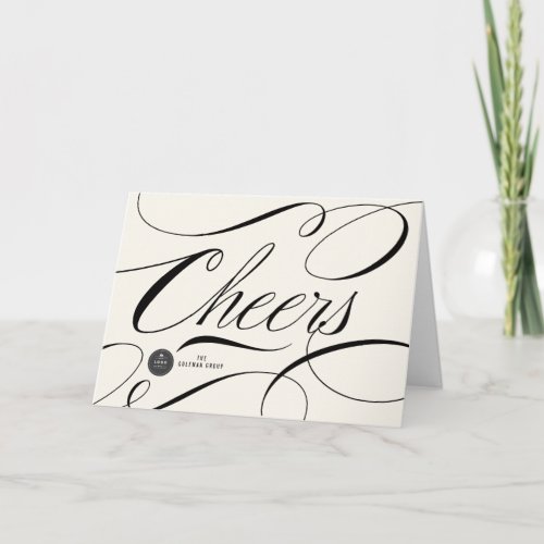 Modern Classic Cheers Calligraphy Elegant Business Holiday Card
