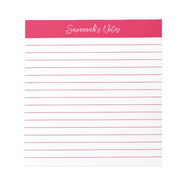 Modern Classic Cherry Red Script Personalized Notepad (Front)