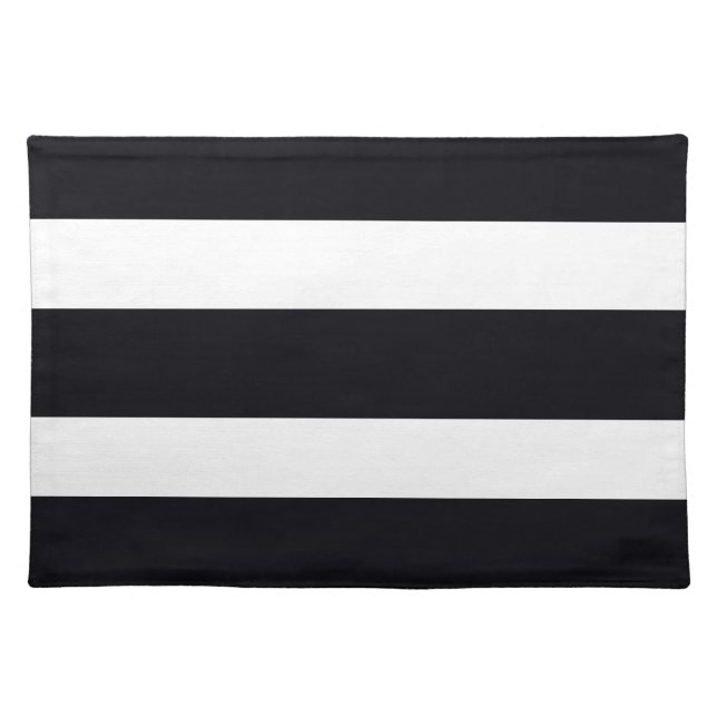 Modern Classic Chic Black And White Striped Cloth Placemat (Front)